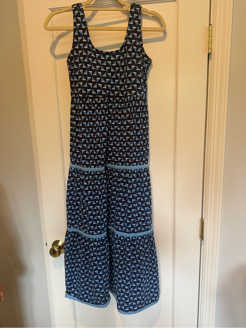 Duffield Lane Navy and Light Blue Geometric Dress